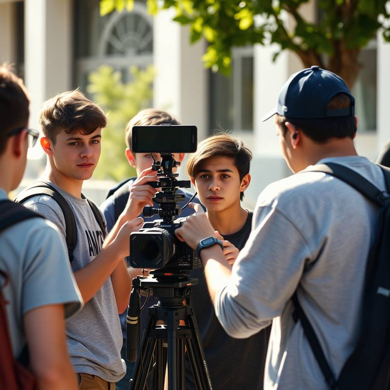 Studenten arbeiten an einem Filmprojekt
